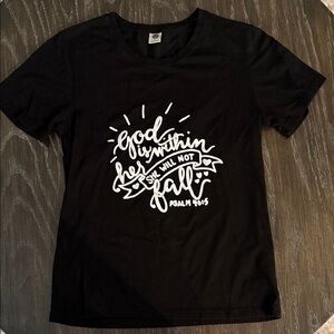 Black Graphic Tee - Faith Script Design